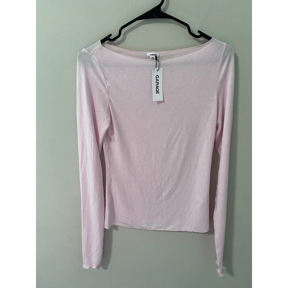 New Garage SexyCozy Boatneck Long Sleeve Top, Light Pink Size Small - Picture 2 of 4